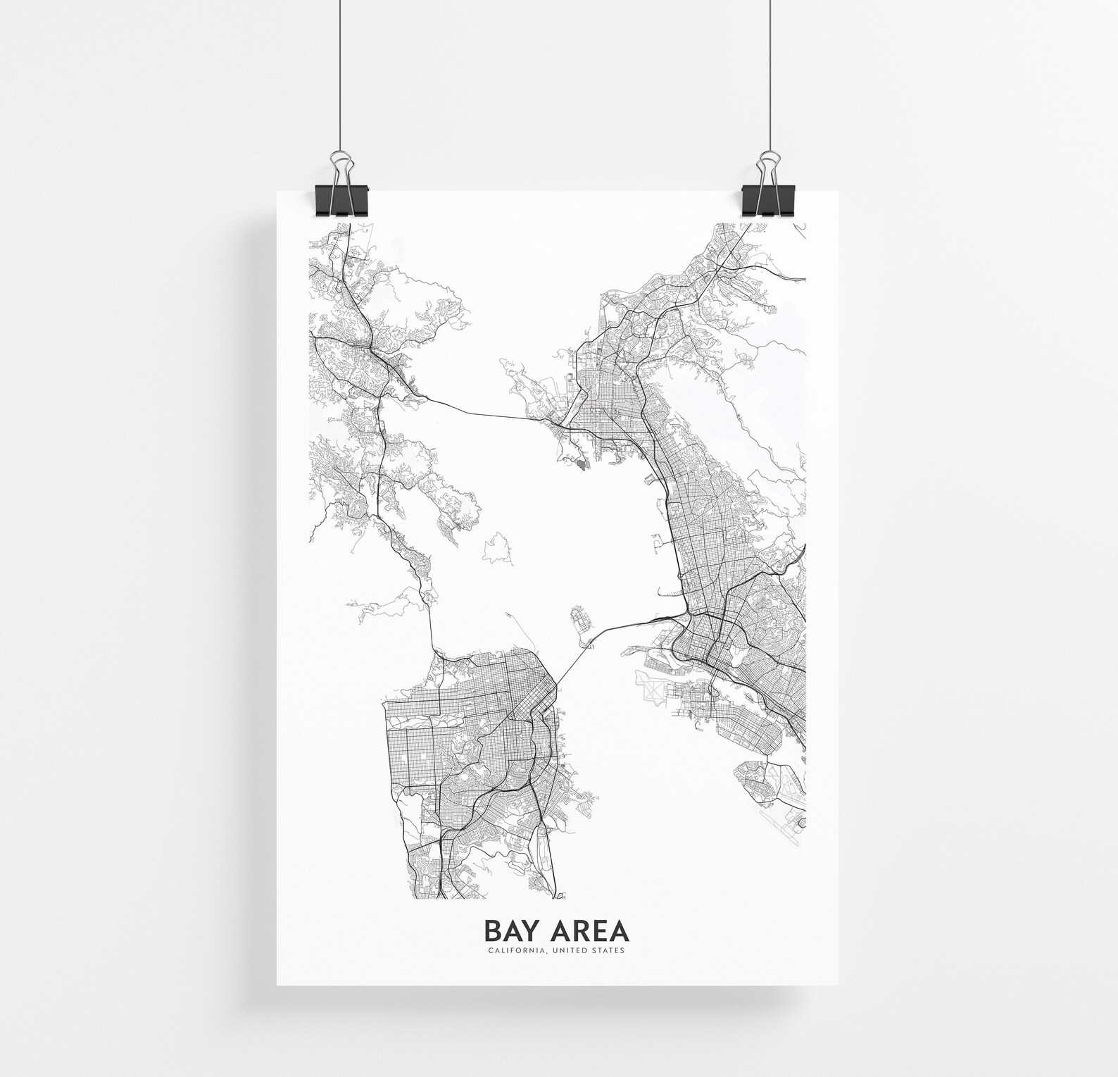 Bay Area Map Print City Map Wall Art Bay Area California | Etsy