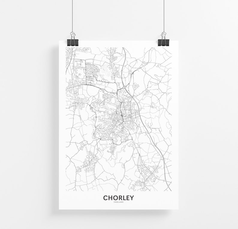 Chorley Map Print City Map Wall Art Chorley Lancashire Map Etsy