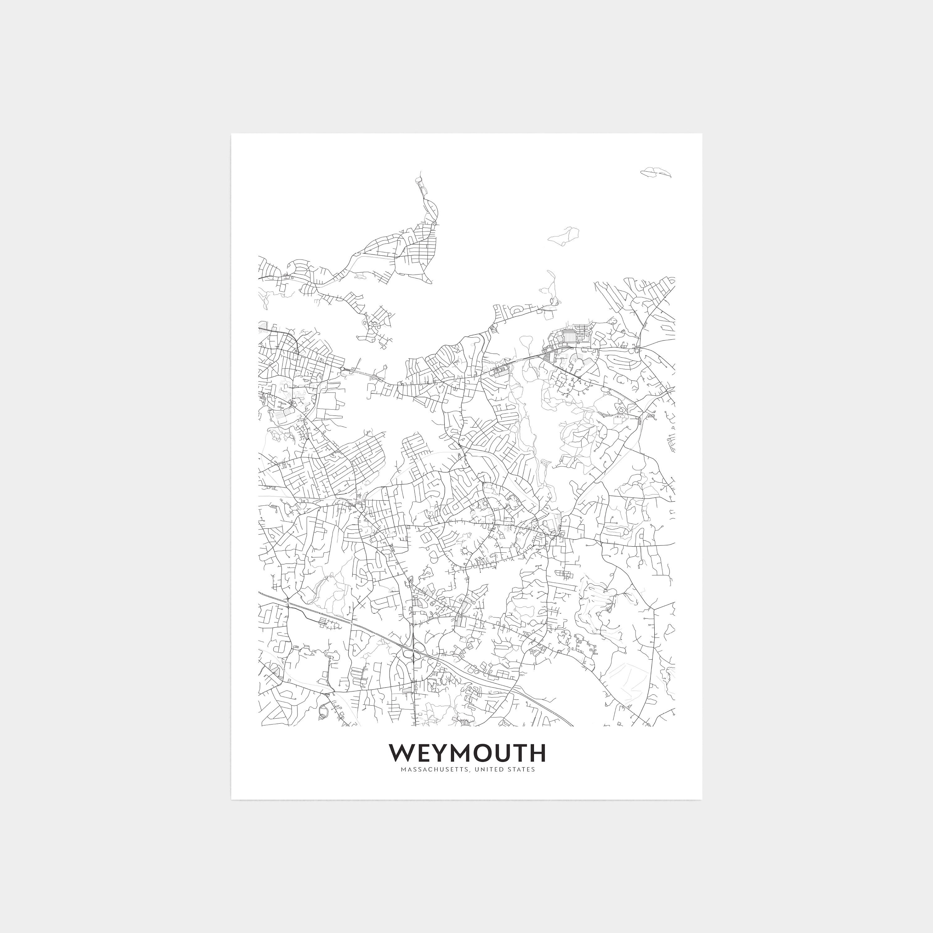 Weymouth City Map Print City Map Wall Art Weymouth Map | Etsy