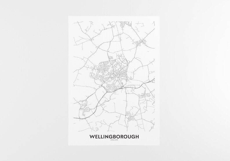 Wellingborough Map Print City Map Wall Art Wellingborough | Etsy