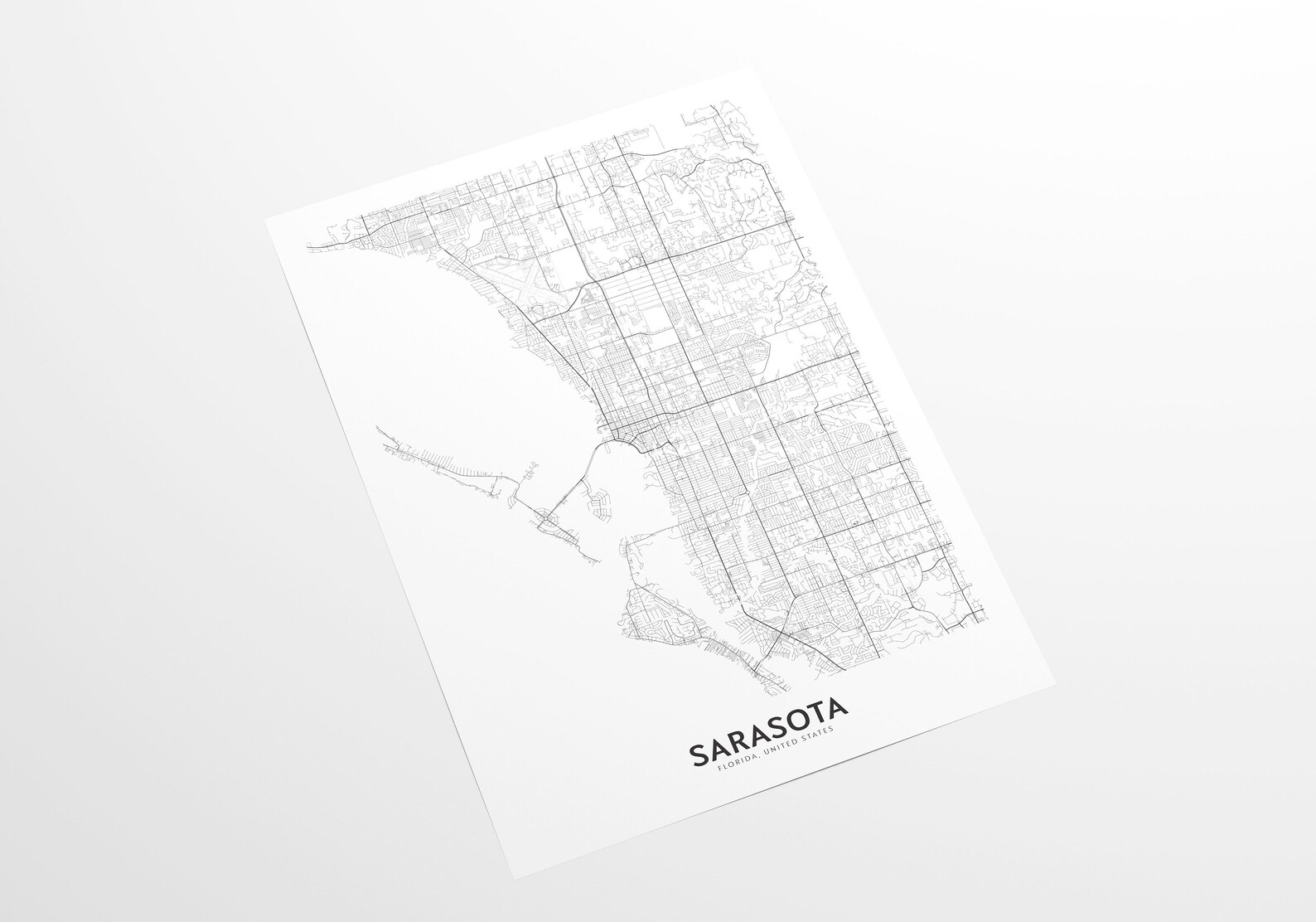 Sarasota Map Print City Map Wall Art Sarasota Florida Map Etsy
