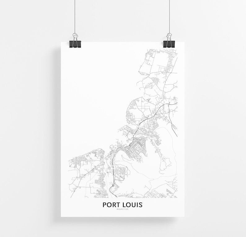 City Map Wall Art Wall Art Port Louis Map Print Port Louis Map Wall Art Decor Travel Poster Port Louis Mauritius Map Print