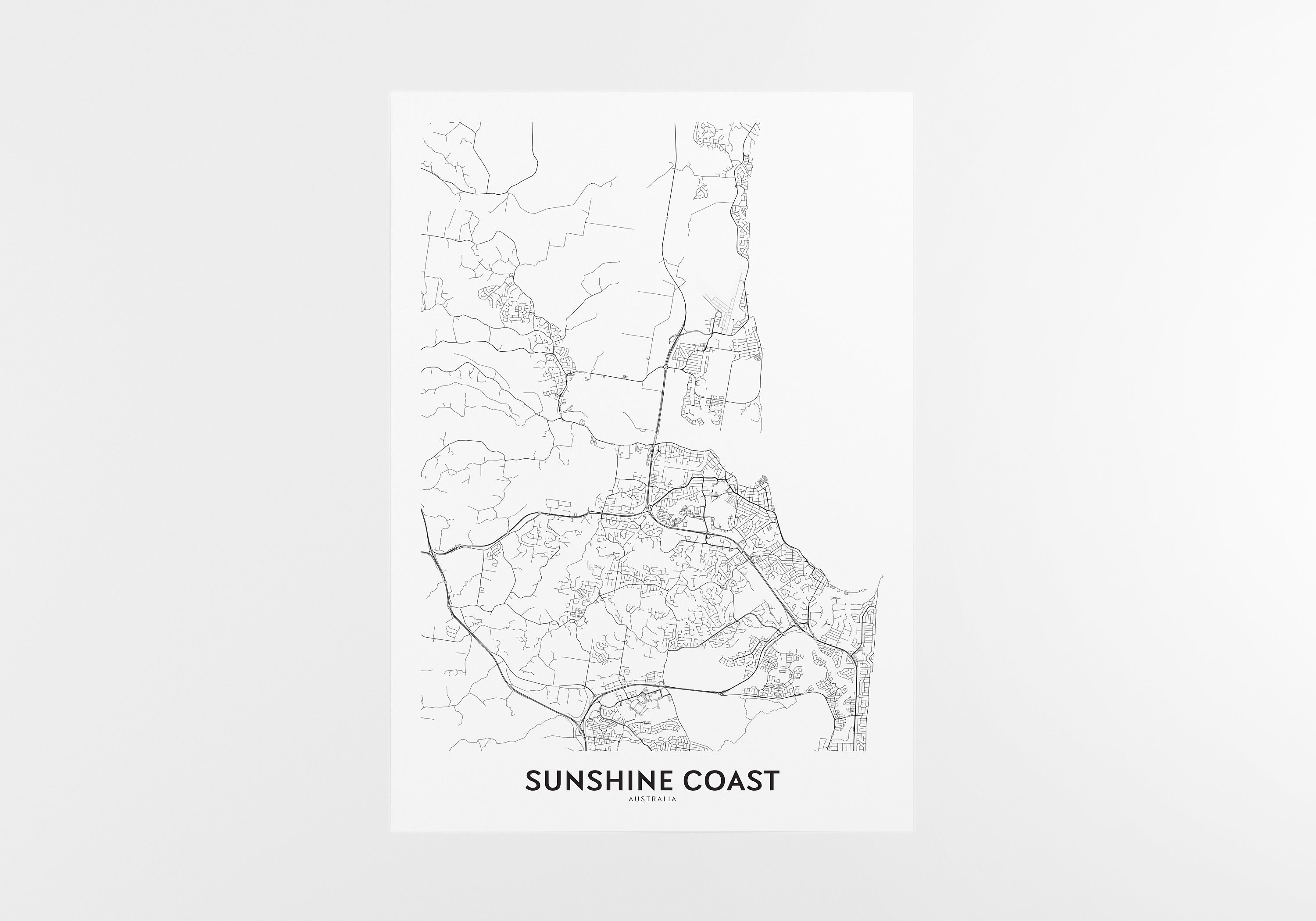 Sunshine Coast Map Print City Map Wall Art Sunshine Coast Etsy