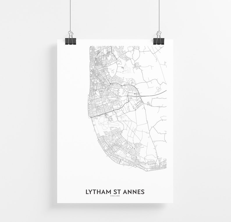 Lytham St Annes Map Print City Map Wall Art Lytham St Annes Etsy