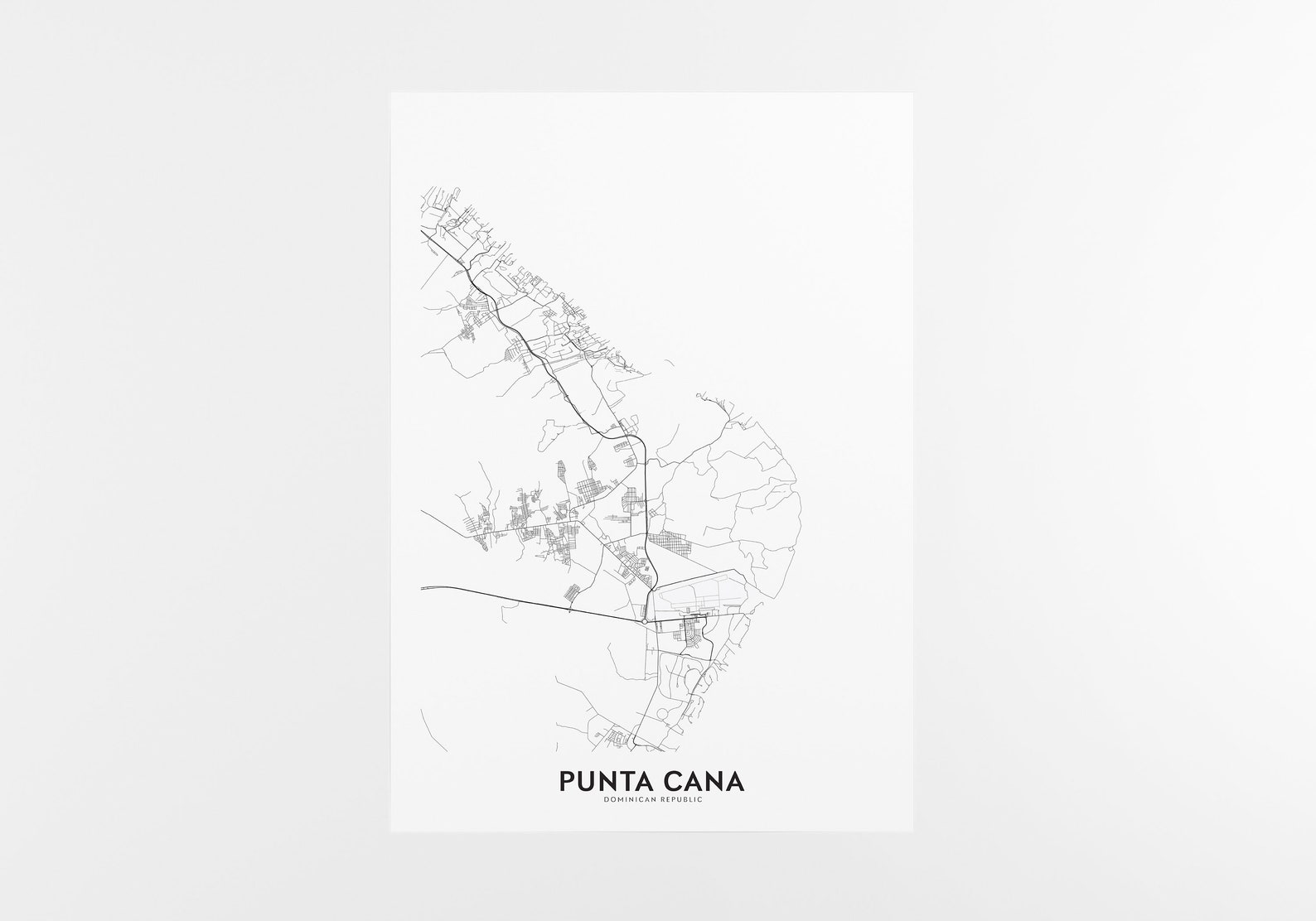 Punta Cana Map Print City Map Wall Art Punta Cana Map Wall | Etsy