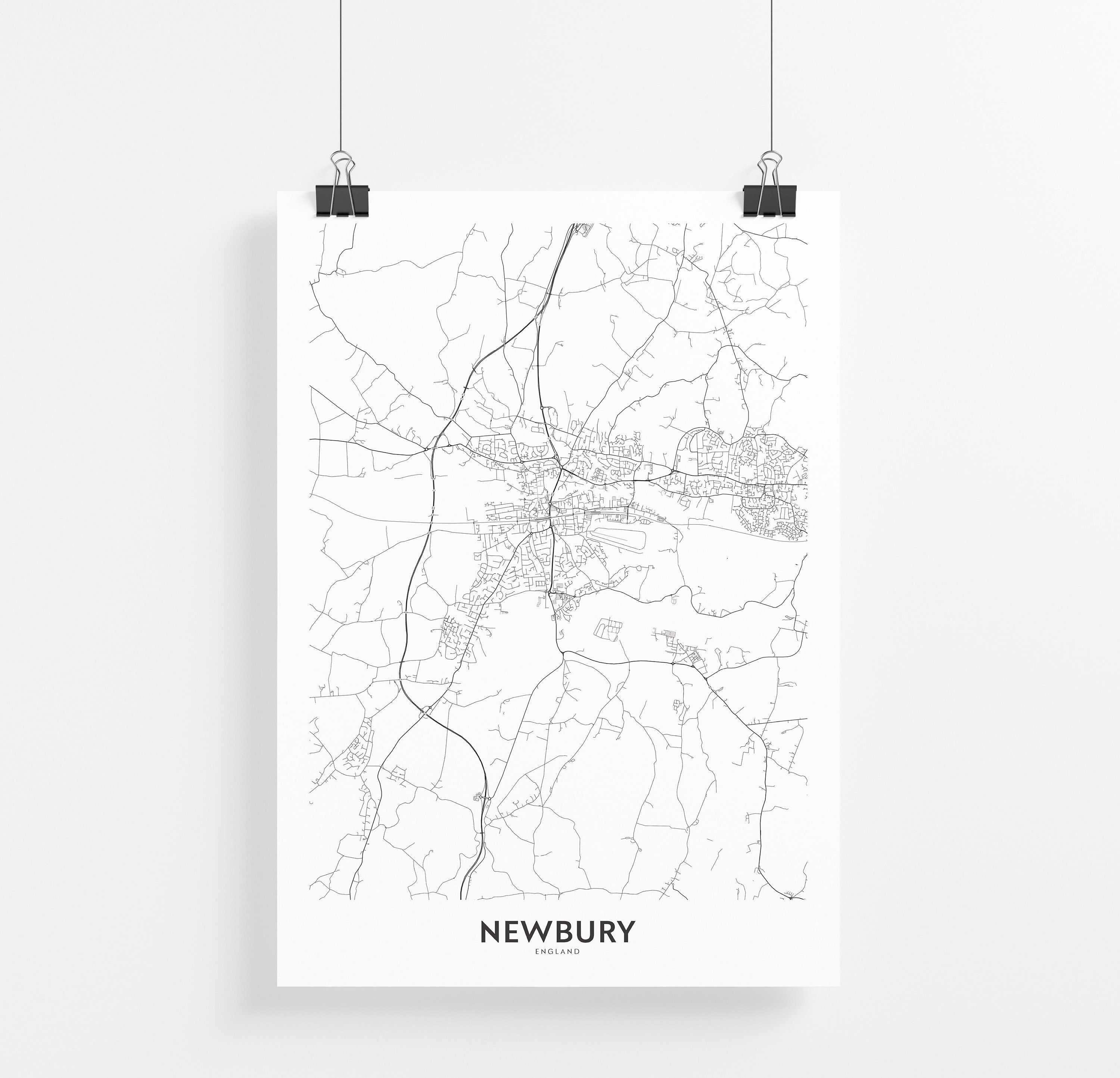 Newbury Map Print City Map Wall Art Newbury Map Travel Etsy