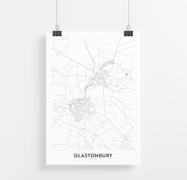 Glastonbury Map Glastonbury Map Print Glastonbury Map Print Wall Art Decor Travel Poster Wall Art City Map Wall Art