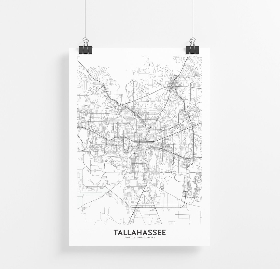 Tallahassee Map Print City Map Wall Art Tallahassee Florida | Etsy