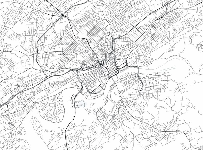 Knoxville Map Print City Map Wall Art Knoxville Map Travel Etsy