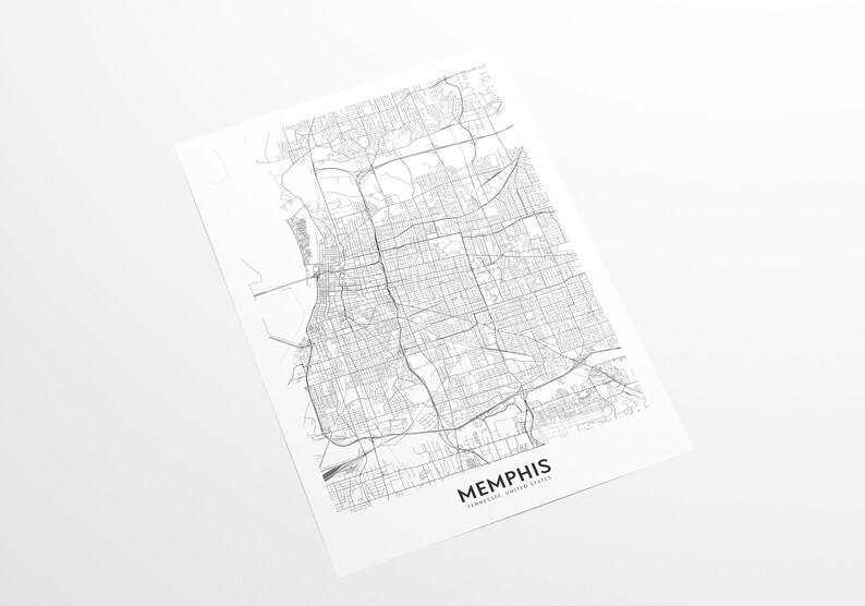 Memphis Map Print City Map Wall Art Memphis Map Travel Etsy