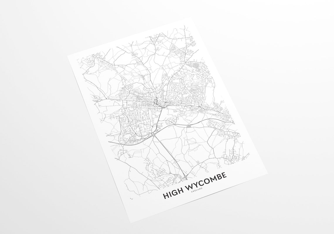High Wycombe Map Print City Map Wall Art High Wycombe Map | Etsy
