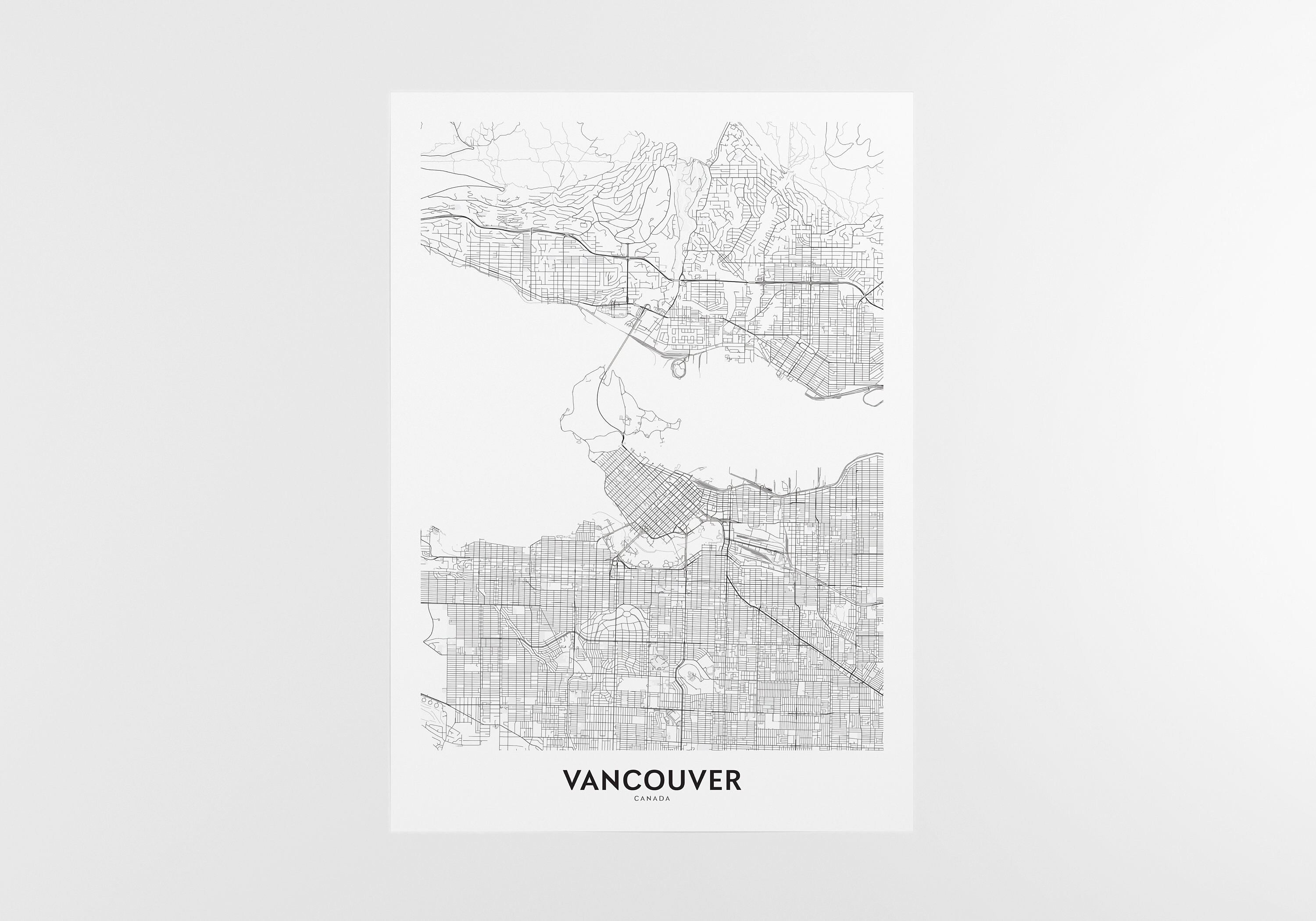 Vancouver Map Print City Map Wall Art Vancouver Map Travel Etsy
