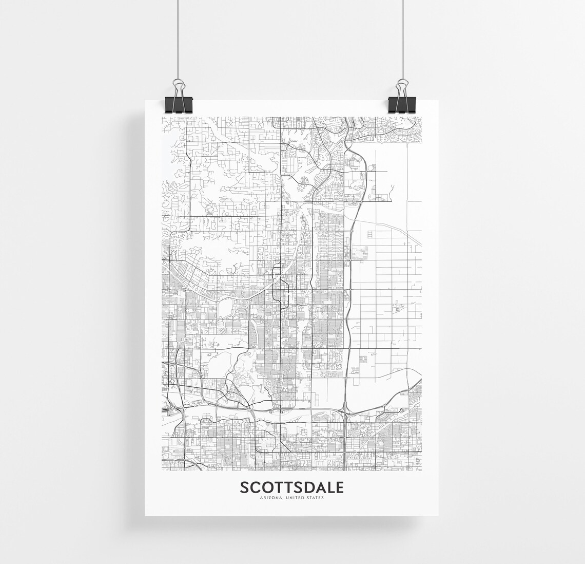 Scottsdale Map Print City Map Wall Art Scottsdale Map Etsy