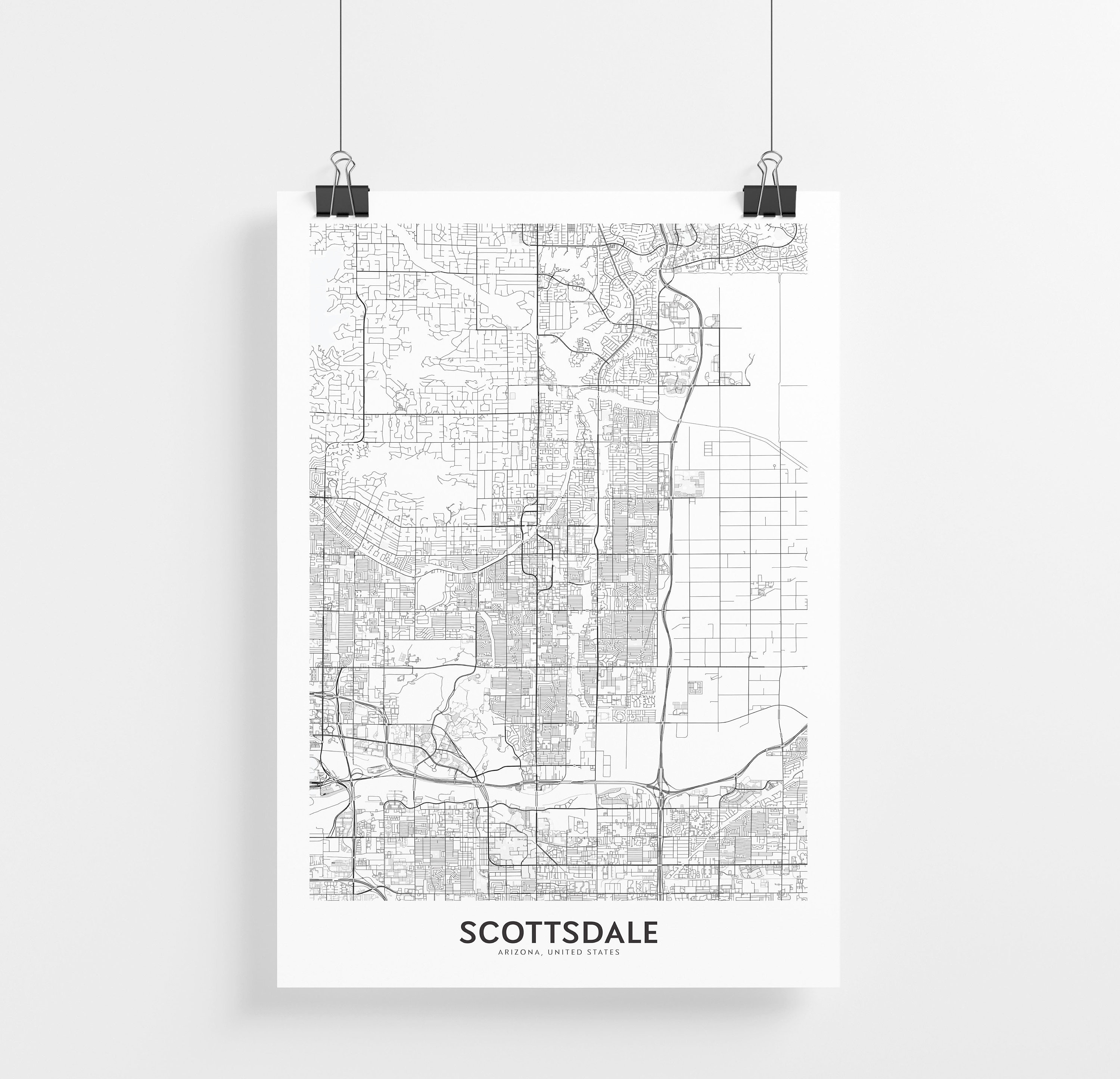Scottsdale Map Print City Map Wall Art Scottsdale Map Etsy