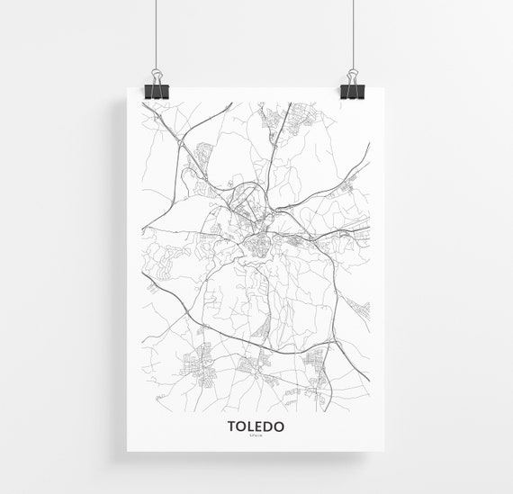 Toledo Map Print City Map Wall Art Toledo Spain Map Travel | Etsy