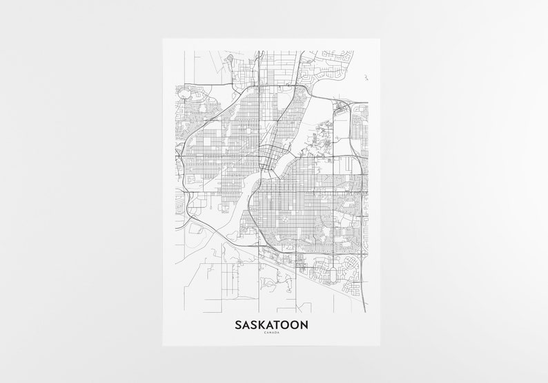 Saskatoon Map Print City Map Wall Art Saskatoon Map Travel Etsy