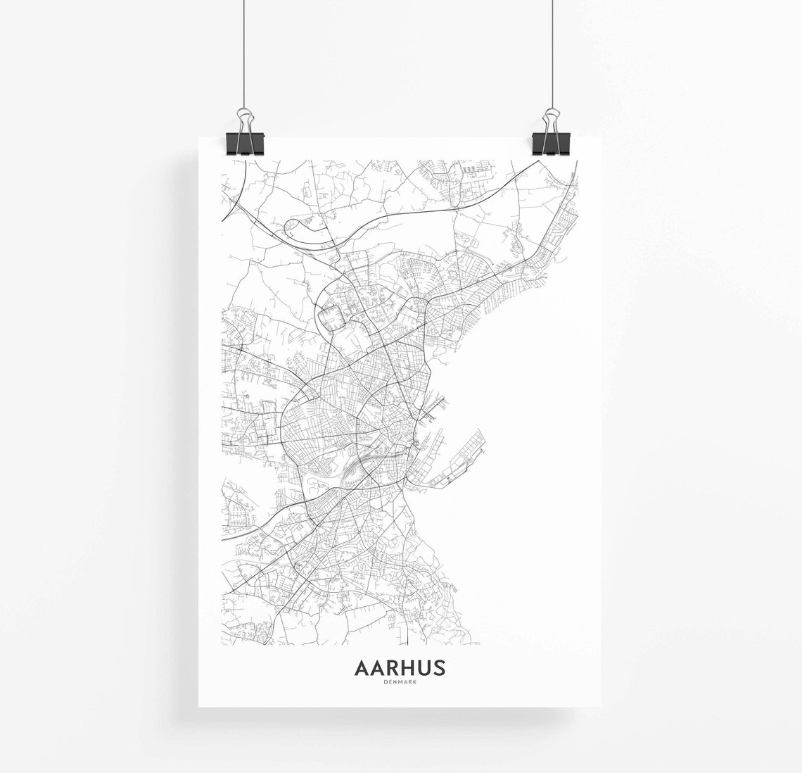 Aarhus City Map Print City Map Wall Art Aarhus Map Travel | Etsy