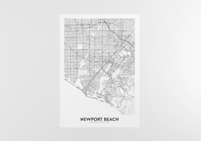 Newport Beach Map Print City Map Wall Art Newport Beach Etsy