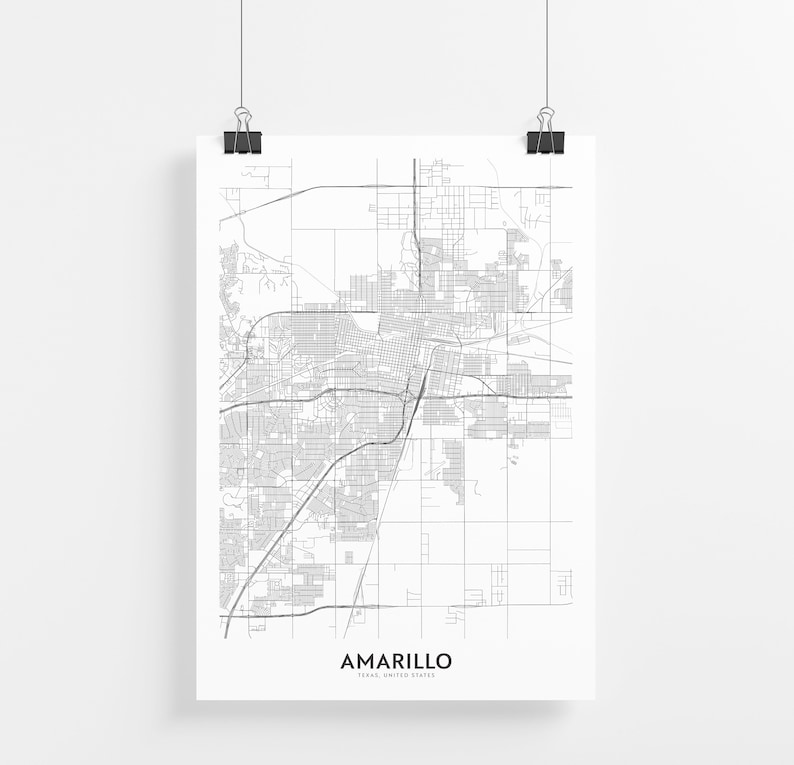 Amarillo City Map Print City Map Wall Art Amarillo Map | Etsy