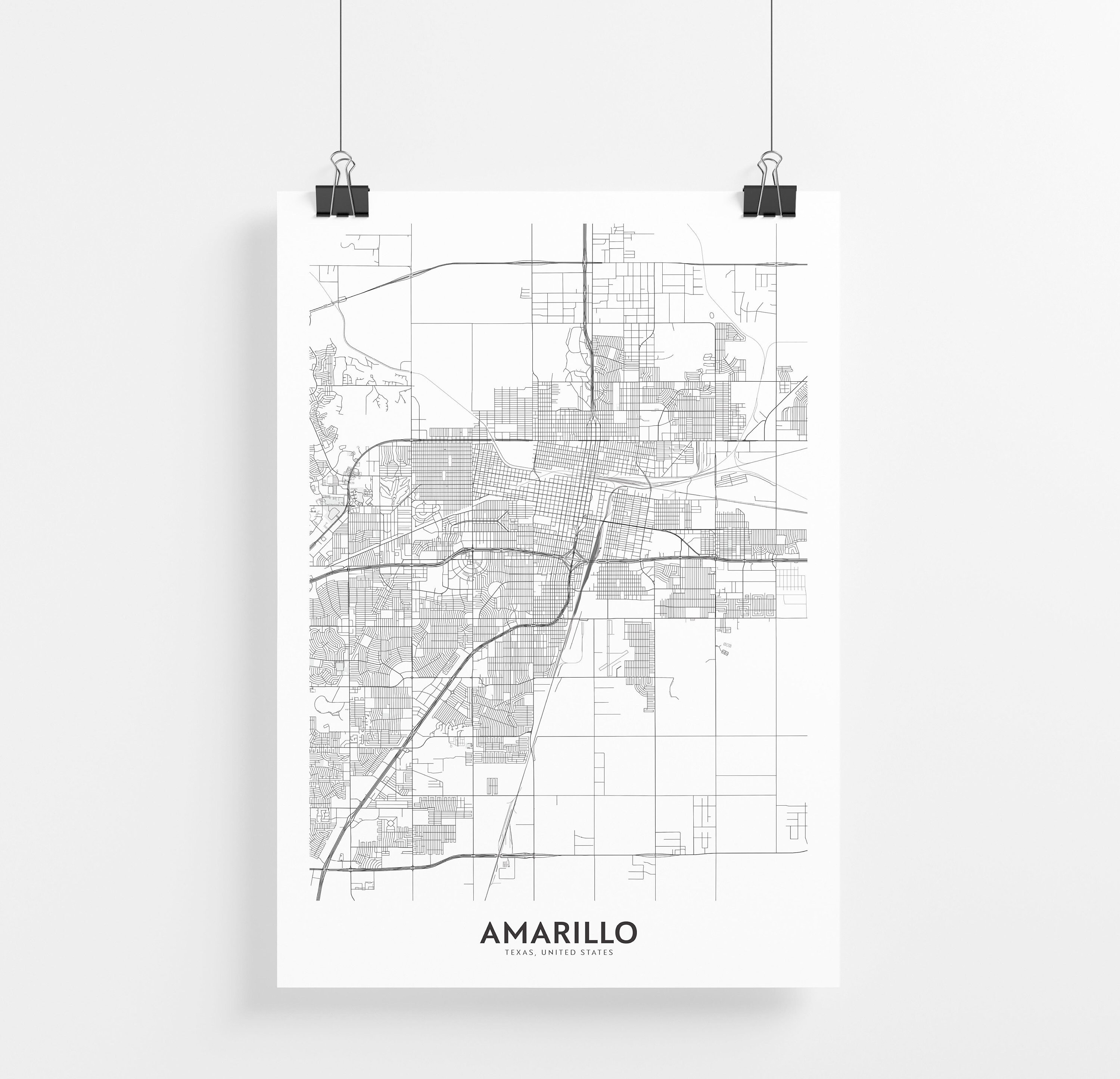 Amarillo City Map Print City Map Wall Art Amarillo Map | Etsy