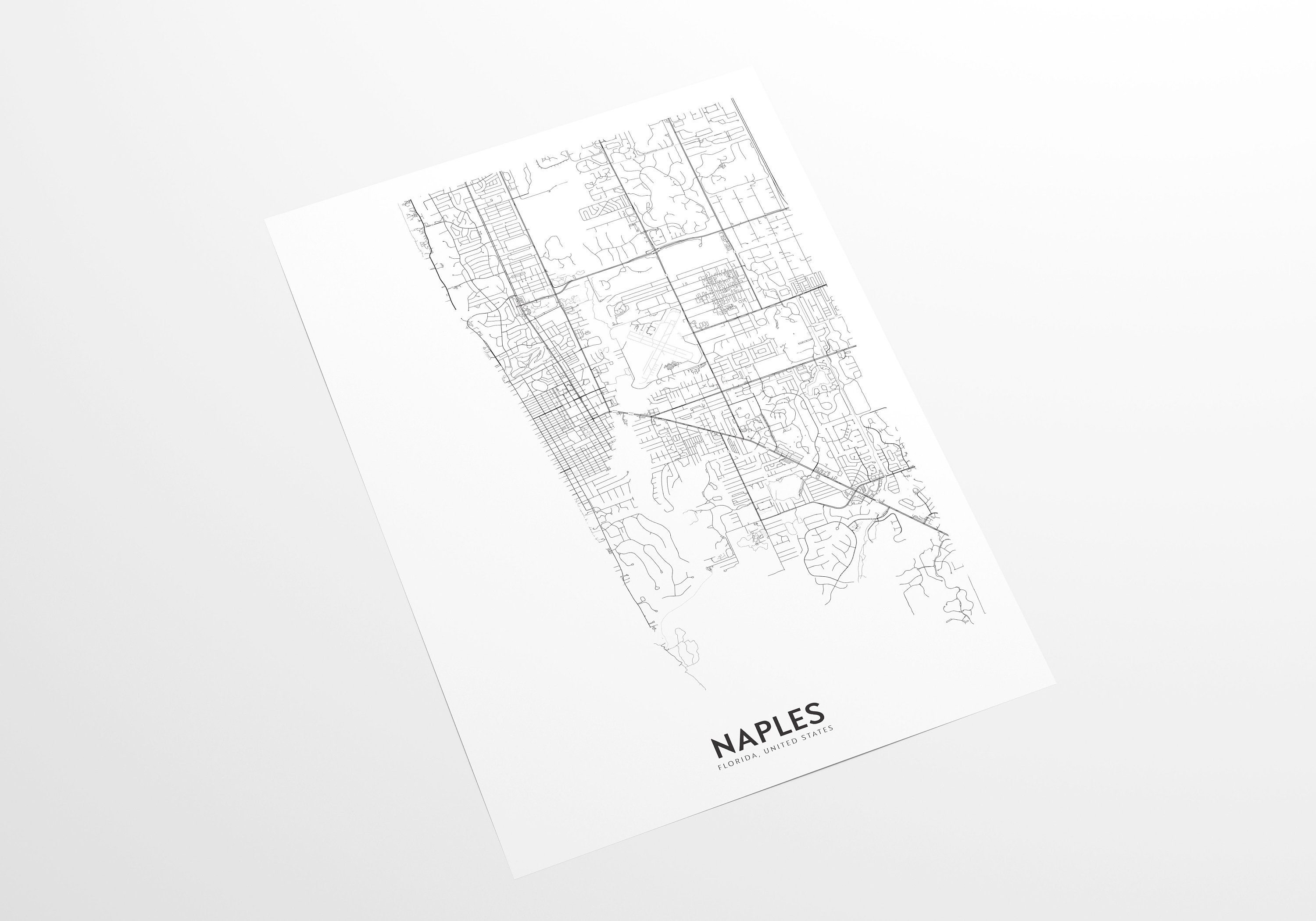 Naples City Print City Map Wall Art Naples Florida Map Etsy