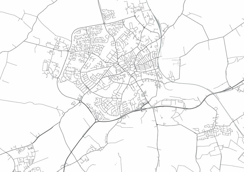 Wellingborough Map Print City Map Wall Art Wellingborough | Etsy