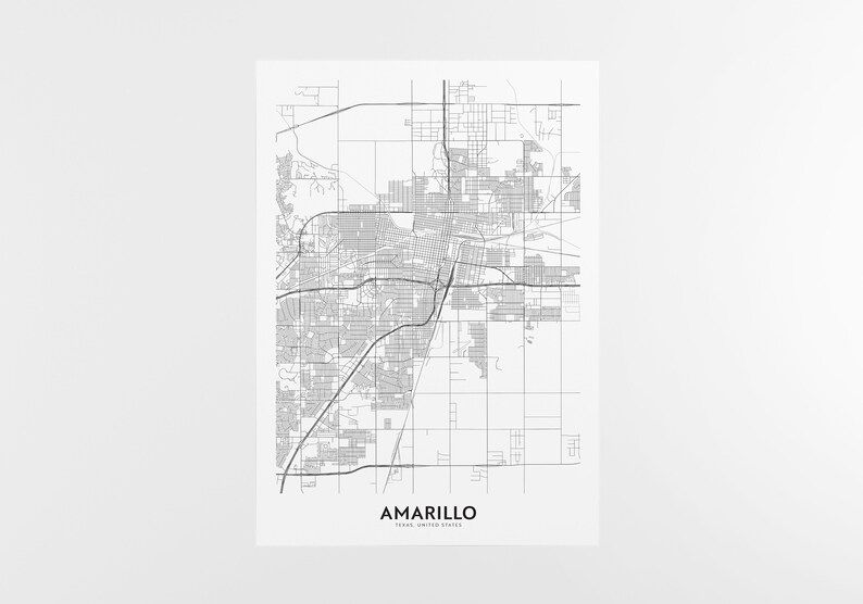 Amarillo City Map Print City Map Wall Art Amarillo Map | Etsy