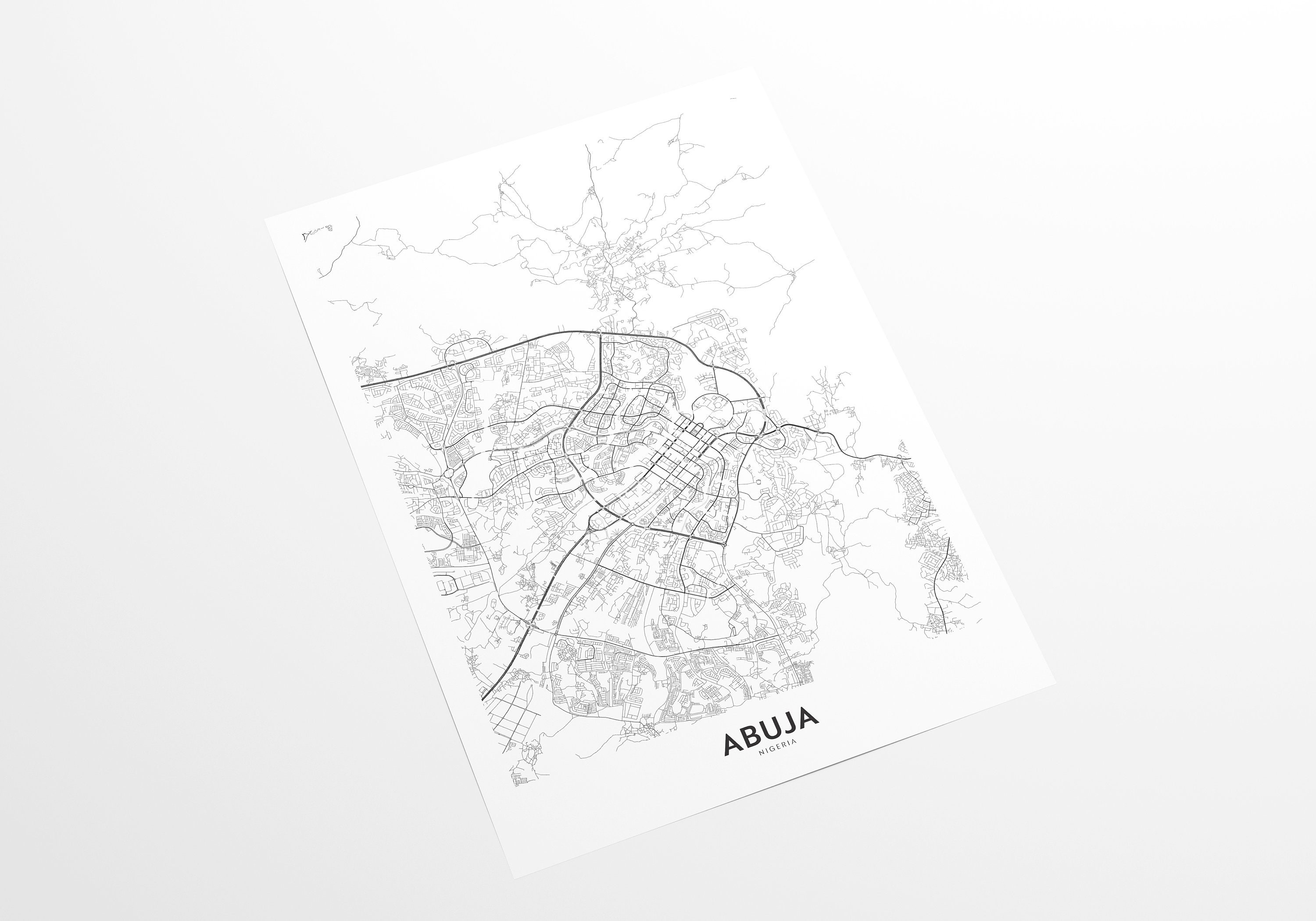 Abuja Map Print City Map Wall Art Abuja Map Travel Poster Etsy
