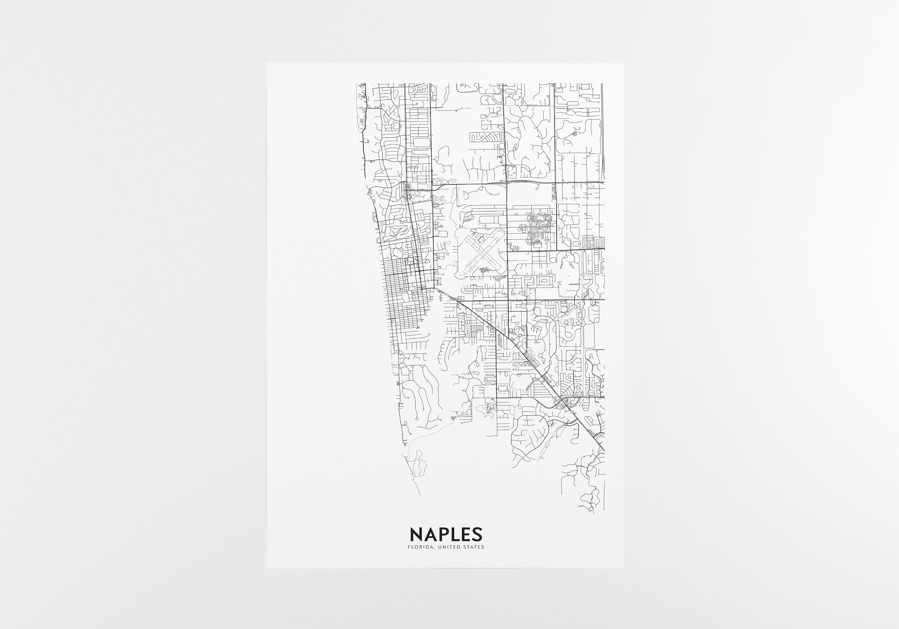 Naples City Print City Map Wall Art Naples Florida Map Etsy