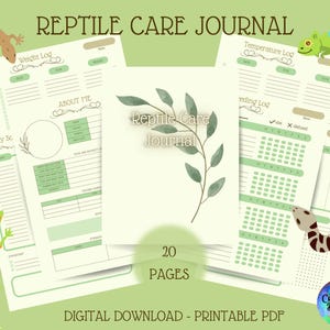 Dagboek reptielenverzorging - logboek - afdrukbare pdf - Boho