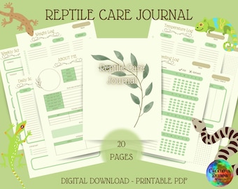 Reptile Care Journal- Log- Printable PDF - Boho