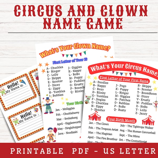 Circus Clown Name Game