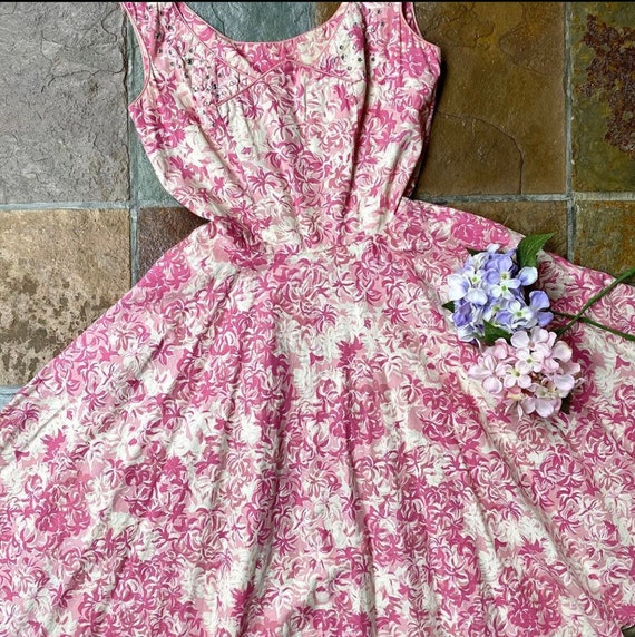 1950s Jerry Gilden Pink and cream dress