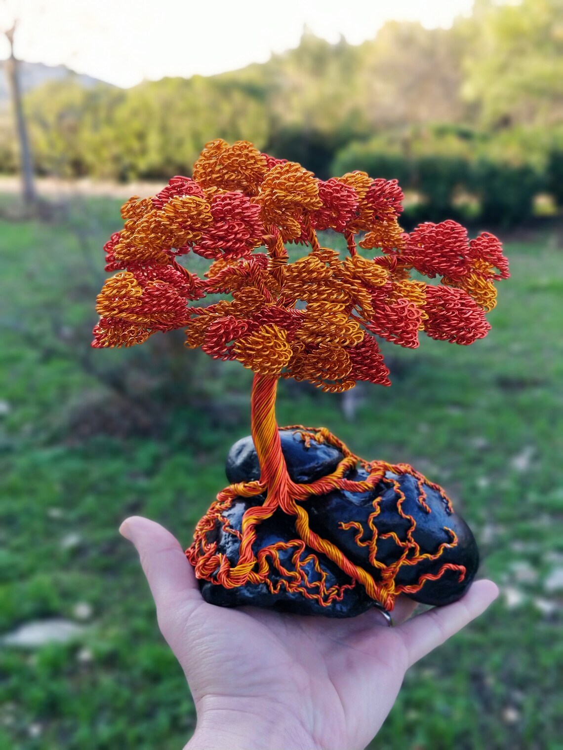Blackstone Sunset A Unique Wire Tree Sculpture in Orange and | Etsy