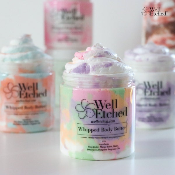 Whipped Body Butter Well Etched Original Non-greasy Natural Body Moisturizer Handcrafted Personal Gift Idea for Men and Women