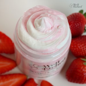 FREE Shipping Strawberries & Cream Whipped Body Butter shea butter mango butter Non-greasy Natural Moisturizer