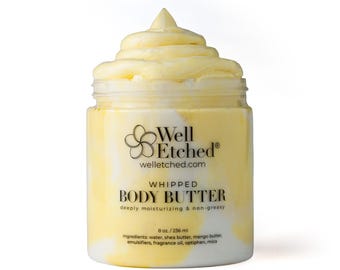 LEMON MERINGUE Whipped Shea and Mango Body Butter Non-greasy Natural Moisturizer Whipped Body Butter Free shipping
