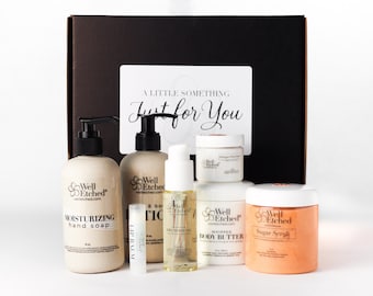 Selfcare Gift Box Body Butter Lotion Hand Soap Body Oil Lip Balm Sugar Scrub Men and Women Choose Scent Option Wrapped Gift Mothers Day