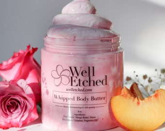 Peach Rose Whipped Body Butter Shea butter Mango butter Non-greasy Natural Moisturizer Natural Lotion