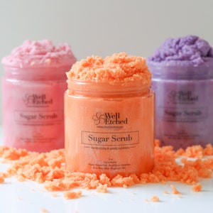 45 Yummy Scents Emulsified Sugar Body Scrub Natural Exfoliating 8 and 16 ounce FREE SHIPPING Gift for Him/Her