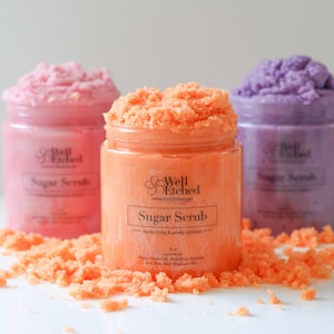 45 Yummy Scents Emulsified Sugar Body Scrub Natural Exfoliating 8 and 16 ounce FREE SHIPPING Gift for Him/Her image 1