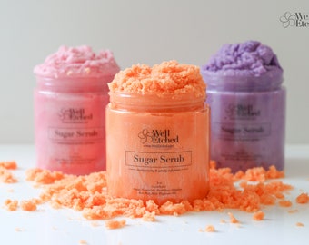 45 Yummy Scents Emulsified Sugar Body Scrub Natural Exfoliating 8 and 16 ounce FREE SHIPPING Gift for Him/Her