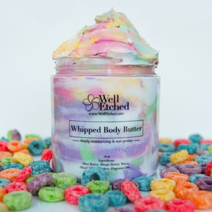 Fruity Loops Creamy Whipped Body Butter Shea and Mango Butter Non-greasy Moisturizer 2oz 8oz 16oz