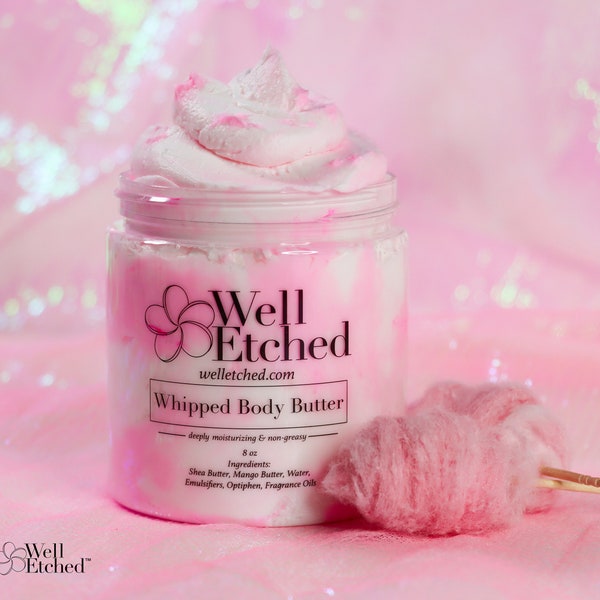 Cotton Candy Whipped Body Butter Shea and Mango Body Butter Non-greasy Moisturizer 8oz Natural Moisturizer Free Shipping  Body Lotion Cream