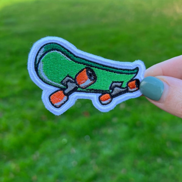 Green skateboard, kids skater, embroidered Iron on or Sew on Patch for jackets, backpacks, hats and jeans