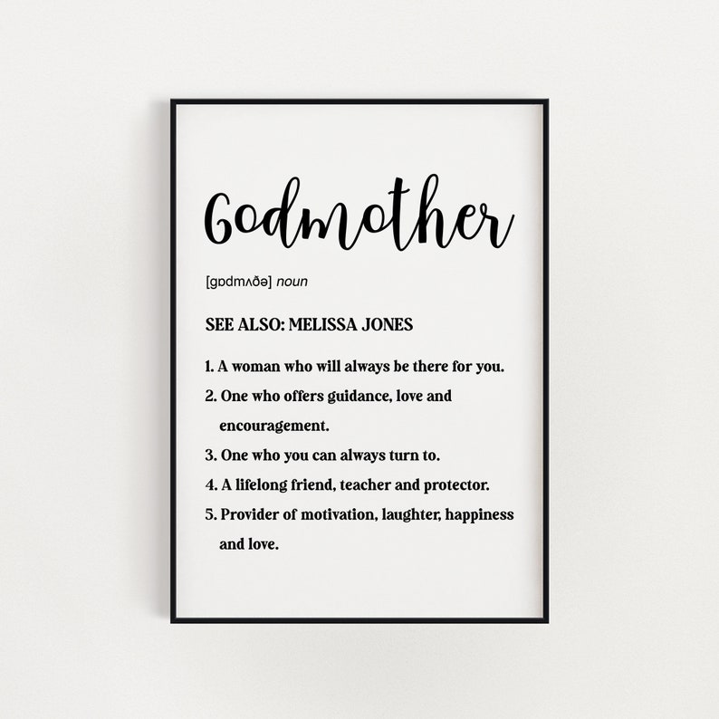 Godmother Definition Print Godmother Birthday Gift Etsy