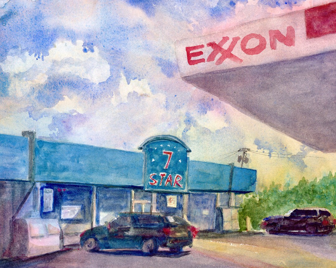 7 Stars Gas Station Giclée Art Print Etsy
