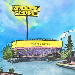 Waffle House painting Plein Air Giclee Print