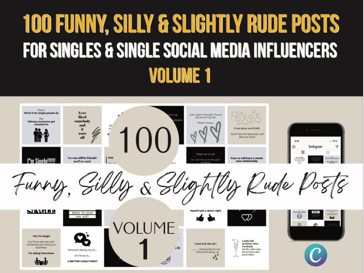 Single's (single Influencer's) Social Media Posts - Funny Vol 1 - Etsy, image size:1217x915