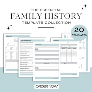 Essential Starter Family History Research Templates | Printable Genealogy Planner Insert Pages | Family History Research | Heritage Blue
